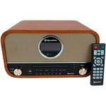 Roadstar HRA-1782NBT Stéréo Vintage, Radio Numérique FM, Lecteur CD-MP3/CDR/CDRW, Bluetooth, Enregistrement et Lecture USB, ENTRÉE AUX RCA, Télécommande, Connexion pour Casque, Rétro, Bois