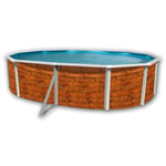 Kit piscine hors-sol acier TOI etnica ovale décoration bois 5.50 x 3.66 x 1.20m