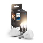 Philips Hue White, Luster E14 smart LED-lampa, Bluetooth-kompatibel, 2-pack