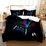 PTNQAZ PlayStation Gamepad Bedding Set For Boys Double King Modern Gamer Comforter Cover Video Game Duvet Cover Kids Colorful Action Buttons Printed Quilt Cover Soft Bedroom Bedspread (Double)