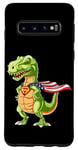 Galaxy S10 Cool Dinosaur T-Rex T Shirt, Super Captain USA Hero Dino Fun Case