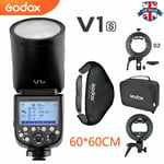 UK Godox V1S TTL 1/8000s HSS Speedlite Flash+S2 Bowens bracket 60*60cm Softbox