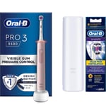 Oral B Pro 3 3500 Electric Toothbrush with Travel Case & 4 Replacement Heads