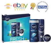 Nivea Men FRESH  3 Piece Gift Set Shower Gel + Anti Perspirant + Cream BOXED