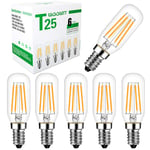 E14 LED Vintage Bulb, Woowtt LED Cooker Hood Bulbs, Small T25 4W LED Filament Light Bulbs, Edison Screw Retro Lamp, 380LM, Warm White 2700K, Non-Dimmable - 6 Pack