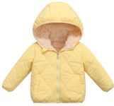 Maeau Doudoune à Capuche Bébé Fille Garçon 2 3 Ans Blouson Matelassée Enfant Hiver Veste Duvet Légere Chaud Manteau Rembourré Puffer Court Petite Fille Blouson Peluche Oreilles Manche Longue Jaune 110
