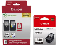 2x Canon PG540 Black & 1x CL541 Colour Ink Cartridge For PIXMA MG4250 Printer