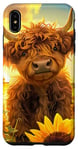 iPhone XS Max Scottish Highland Cow, Spring Sunflower Western Country Farm Case