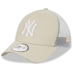 New Era New York Yankees MLB League Essential Beige Blanc A-Frame Casquette de Camionneur Ajustable