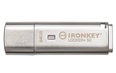 Kingston IronKey Locker+ 50 USB Flash Drive XTS-AES Encrypted for Data Protection with Automatic USBtoCloud Back Up-IKLP50/64GB