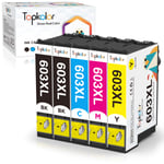 Topkolor 603XL Ink Cartridges Replacement for Epson 603 XL Ink Cartridges for Epson Expression Home XP3100 XP2100 XP4100 WorkForce WF2830 WF-2835 Printer 5-Pack
