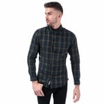 Mens Jack & Jones Mahone Checked Shirt In Forest Night- Button Down Collar-