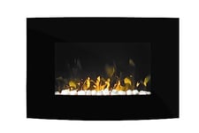 Dimplex Artesia ART20 Curved Wall Fire, Black Wall Mounted Contemporary Electric Fireplace, Adjustable 2kW Heater with Glass Front, Multicoloured LED Optiflame Lights, Mood Lights & Remote Control