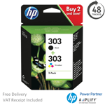 Original HP 303 Black & Colour Ink Cartridge 3YM92AE Multipack T6N01AE / T6N02AE