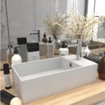 Håndvask med overløb til badeværelse keramisk mat hvid