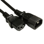3m Power Extension Cable IEC Kettle Male to Female UPS Lead C13 - C14 Black