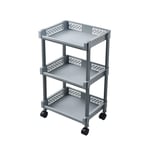N/Q LEMROE Storage Trolley 3 Tiers Utility Rolling Cart Plastic Cart with Wheels Organizer Shelf for Bathroom Kitchen Office (Dark Grey)