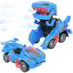 2-i-1 Transformerande Dinosaurie LED-Bil med Ljus och Musik, T Rex