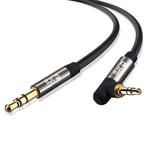 IBRA Aux Cable, 3.5mm Male to Male Audio Lead, Right Angle Aux Cord for Headphone, Car Audio Jack, Stereo Speaker, MusicPlayer with Gold Plated Plug (1M)