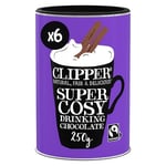 Clipper Super Cosy Drinking Chocolate | 1.5kg Luxury Instant Hot Chocolate Powder | Bulk Buy (6x 250g Tubs) for Home & Office | Eco-Conscious Fairtrade Add Water Hot Chocolate | Hot Drinking Chocolate