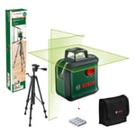 Bosch Cross line Laser AdvancedLevel 360 with Premium Tripod (3 Laser Lines incl. 360° for Alignment Throughout The Entire Room, in Cardboard Box)