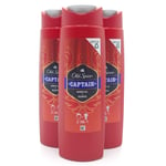 OLD SPICE CAPTAIN 2-IN-1 SHOWER GEL + SHAMPOO 250ML 3 PACK