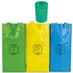 3 Long Lasting Recycling Bags Natuiahan Pack. Sturdy, Practical and Easy to Clean and Carry. Includes a Small Battery Recycling Bin