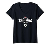 Womens England 2024 Football Team Fan National Flag British Soccer V-Neck T-Shirt