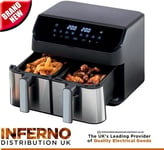 DAEWOO SDA2616 FAMILY 9L DUAL ZONE DOUBLE DRAWER GRILL ROAST BAKE AIR FRYER NEW