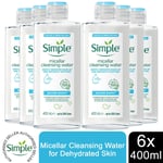 6 x 400ml Simple Water Boost Micellar Cleansing Water for Dehydrated Skin