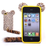 Apple Furry Fashion (gul Leopard) Pälsklätt Silikonskal Iphone 4/4