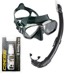 Cressi Perla Mare Combo Mask Snorkel Set with Anti Fog Gel for Diving Masks/Swim Goggles, Green/Black