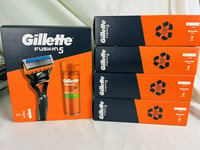 Gillette Fusion 5 Gift Set 200 ml Shaving Gel, 1 Handle, 1 Blade X5 Job Lot New
