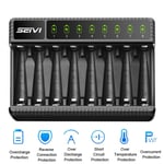 8 Slot Smart Battery Charger LED Display for AA/AAA NiMH Rechargeable Batteries
