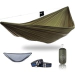 onewind Double Camping Hammock with Mosquito Net,Tree Straps, Ridgline, Compact Storage Bag, Durable Ripstop Nylon 11FT Holding 500lbs, Ideal for Hiking, Beach, Backpack