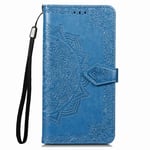 Nokia G20 Case, Nokia G10 Phone Case, Shockproof Soft PU Leather Embossed Mandala Wallet Card Slots Flip Cover with Magnetic Kickstand Silicone Bumper Protective Case for Nokia G20/G10, Blue