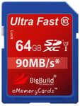 BigBuild Technology 64GB Ultra Fast 90MB/s SDXC Memory Card For Canon LEGRIA HF G25 Camcorder