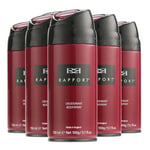Rapport Red Original Long Lasting Masculine Deodorant Body Spray 150ml x 6