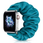 Runostrich Scrunchie Apple Watch Band Floral for iwatch 44mm 42mm, Soft Wristband Elastic Scrunchy Straps Women Bracelets Replacement for Apple Watch SE Series 6 5 4 3 2 1(42mm/44mm L, U Navy Blue)