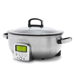 GreenPan Elite Essential Smart Electric 5.6L Skillet Pot, Easy Sear Saute Stir-Fry & Rice Cooker Presets, PFAS-Free Healthy Ceramic Non-Stick, Dishwasher Safe Parts, LED Display, Stainless Steel