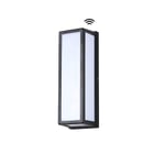 Xungzl Human Body Induction LED Waterproof Outdoor Wall Lantern, With Black Frame 15.8in Outdoor Wall Mount Light, Exterior Wall Sconce Light From Dusk To Dawn, Simple Outside Lamp