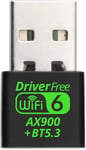 NÖRDIC USB 2.0 WIFI6 Bluetooth 5.3 adaper Dual Band 2.4G&5GHz 600Mbps