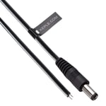 DC Power Extension Cable Male 2.5mm / 5.5mm Jack Pigtails Bare Plug Connector Barrel Wire Compatible with CCTV Security Camera, IP Camera, DVR Standalone, LED Strip, Surveillance, Monitors (3m Black)