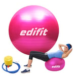 EDIFIT, Ballon Grossesse, 55, 65 et 75, Swiss Ball, Gym, Pilates, Gonfleur Inclus, Fitness Materiel, Gymnastique, Yoga Accessoires (75 cm, Rose)