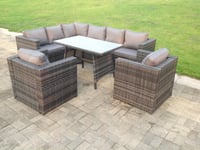 Rattan Corner Sofa Set Garden Furniture With 2 Chairs And Dining Table Left Hand
