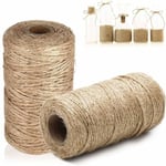Jutegarn, presentrep, trädgårdssnöre, jute, hantverkssnöre, återvinningsbart dekorativt snöre (1,5 mm, 2 st)