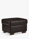 John Lewis Camden Leather Storage Footstool, Dark Leg