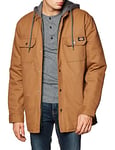 Dickies Men's Fleece Hooded Shirt Jacket with Hydroshield Work Utility Outerwear, Brown Duck, XS