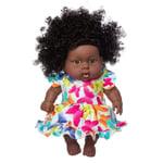 Poupée noire fille Afro-Américaine de la peau noire bébé noir avec imprimé papillon et cheveux bouclés mignons 8 pouces Mode vinyle Baby Doll Accessoire pour enfant Cadeau d'anniversaire