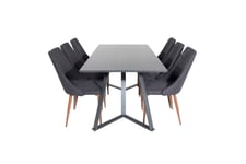 Venture Design Marina & Leone matgrupp Svart/svart 6 st stolar & bord 180 x 90 cm